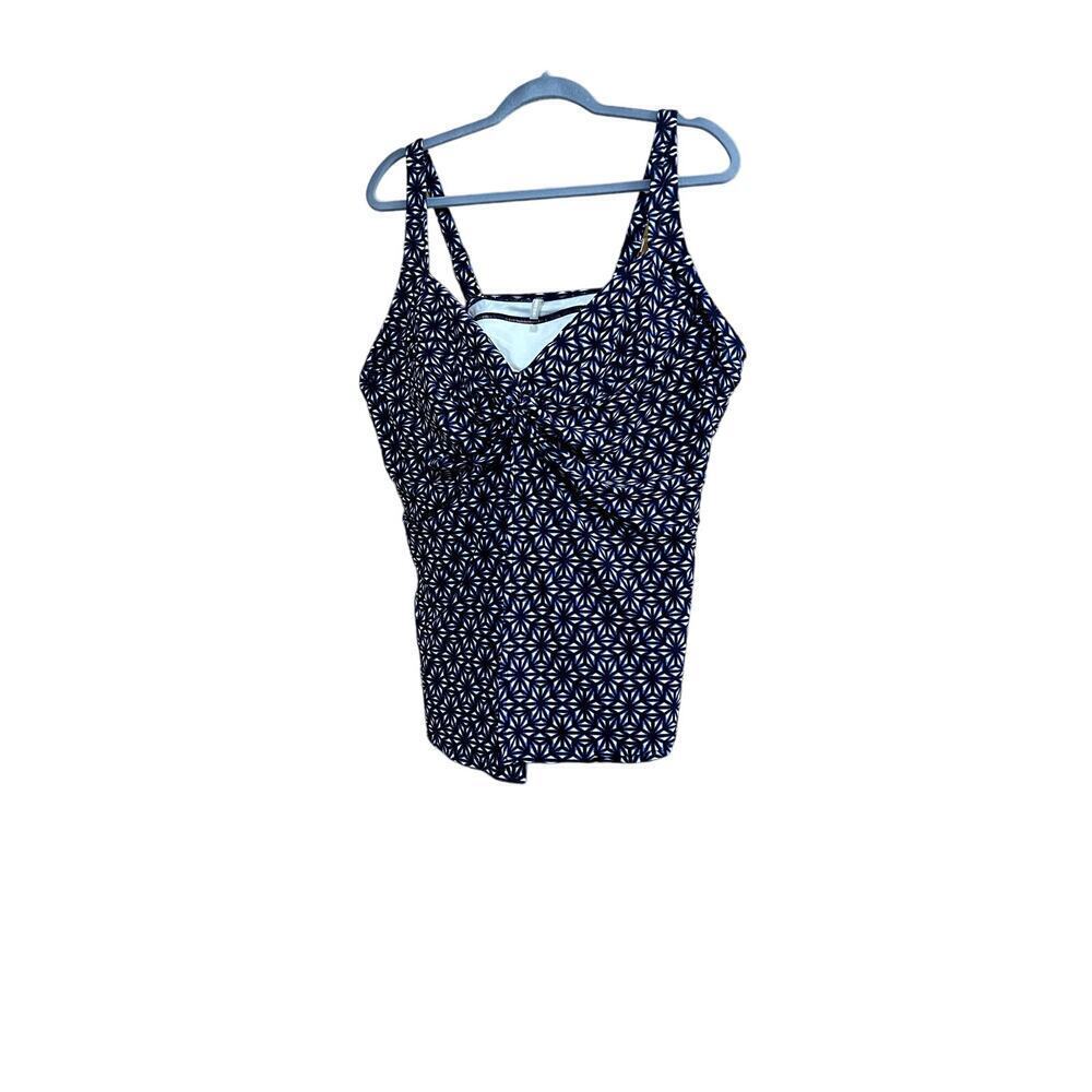 Lands End size 22W Tankini top only blue & white
